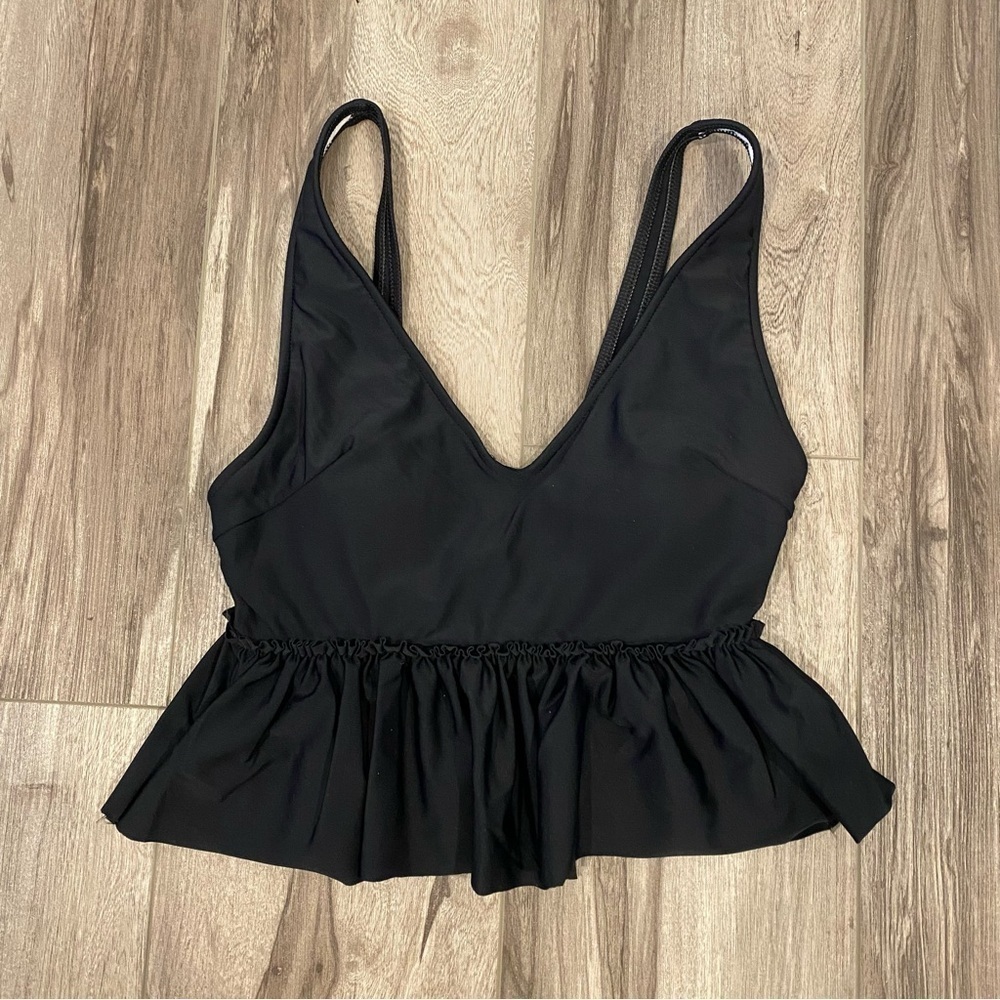Kortni Jeane Black Peplum Bikini Tankini Top Women’s Size XS Extra Small